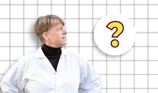 Doktor Elin Östman tittar på ett frågetecken åt höger och undrar "vad är nyttig mat?"