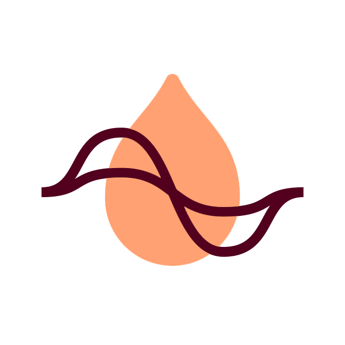 Good Idea ikon med en bloddroppe och två blodsockerkurvor som symboliserar ett balanserat blodsocker 