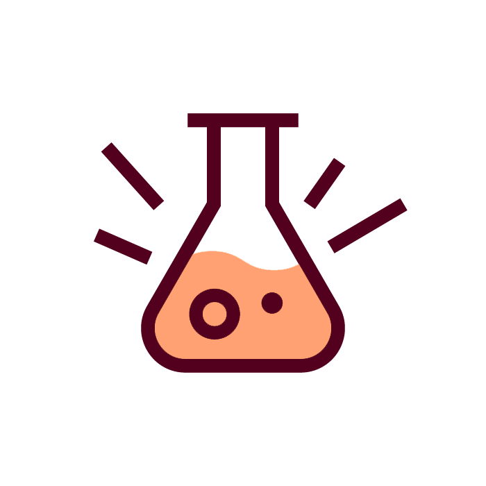 Good Idea ikon med en E-kolv och en gul vätska som symboliserar att Good Idea har en vetenskapligt bevisad effekt